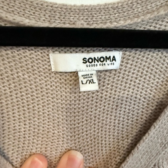 Beige Cable Knit Poncho Sweater - Picture 3 of 4